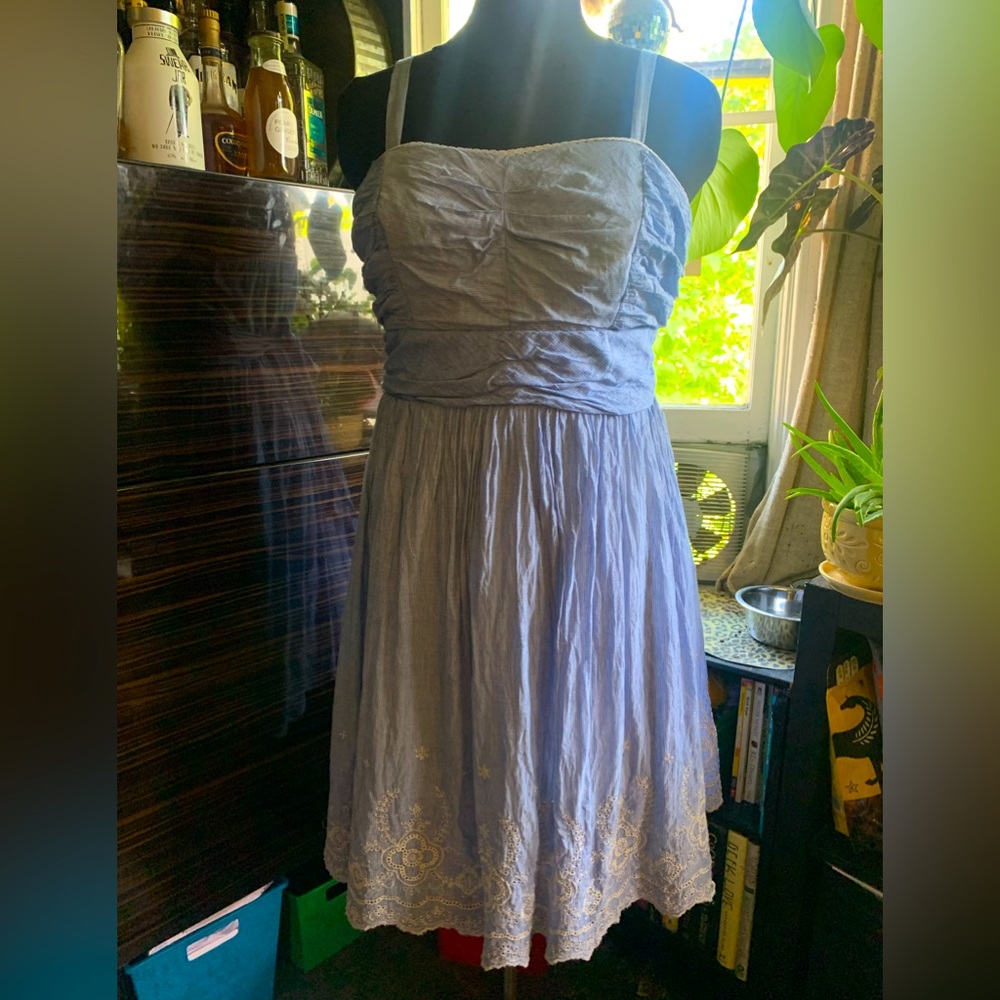 New Noir Retro Pinup Embroidered Dimity Cotton Sundress